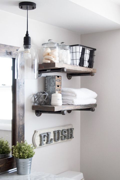 Industrial Pipe Shelves - Bathroom Shelf Ideas