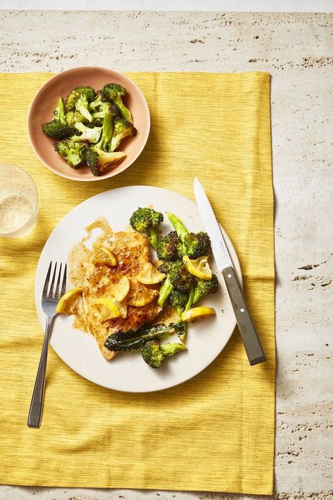 kids dinner ideas  pan fried chicken with lemony roasted broccoli