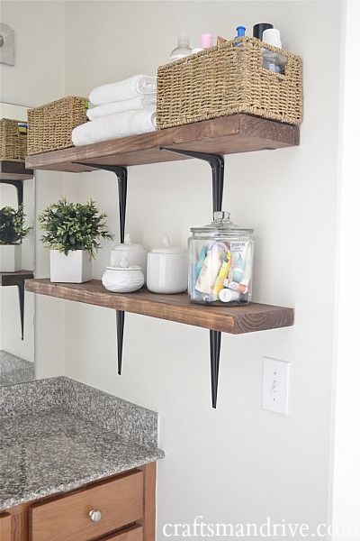 small bathroom storage ideas - open shelves