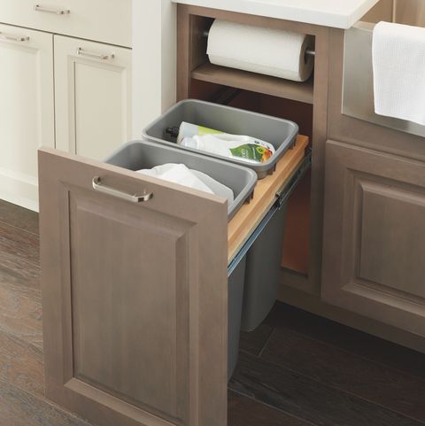 kitchen cabinet drawer organizers - trash bin 