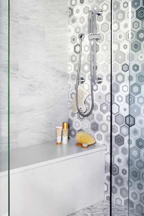 gray tiled shower