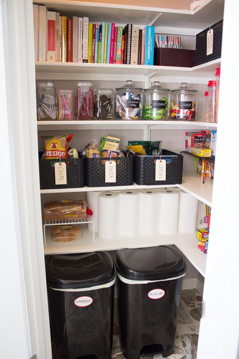 pantry organization ideas - labeled trash