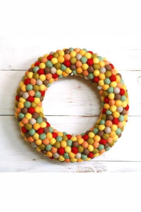 fall crafts pom pom wreath