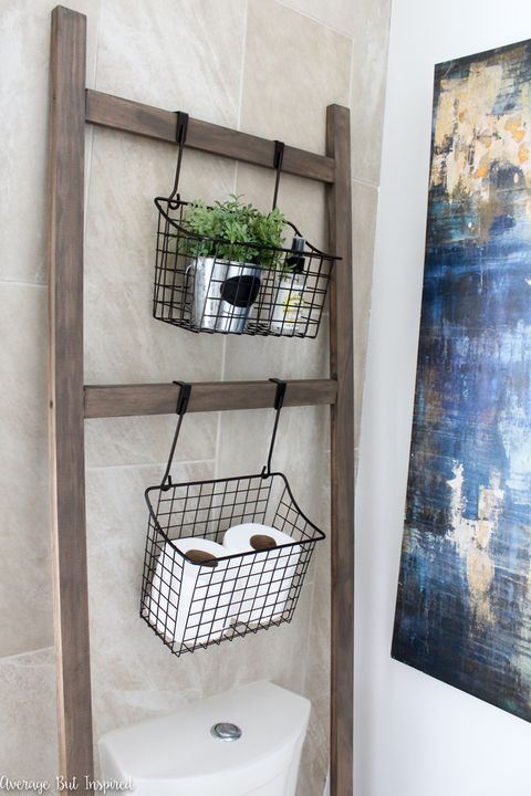 Storage Ladder - Bathroom Shelf Ideas