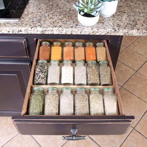 kitchen cabinet drawer organizers - spice organizing drawer by ShelfGenie