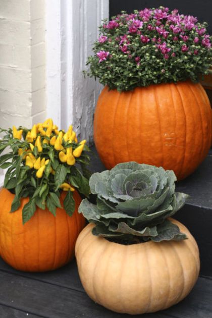 fall porch decor pumpkins