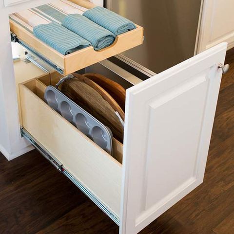 kitchen cabinet drawers organizers - tray organizing drawer by ShelfGenie