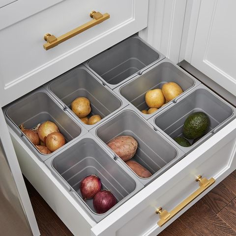 kitchen cabinet drawer organizers - food storage drawer by Watchtower Interiors