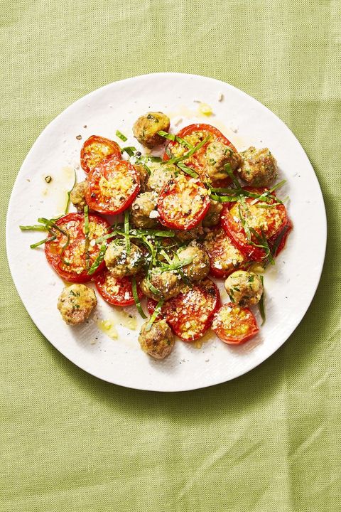 kids dinner ideas  mini meatballs with garlicky tomatoes