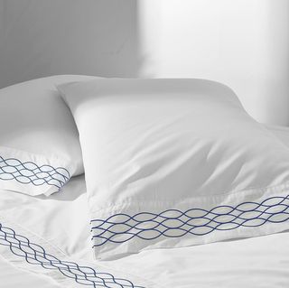 100% Supima Cotton, 400 Thread Count Percale Ogee Embroidered Hem Sheet Set