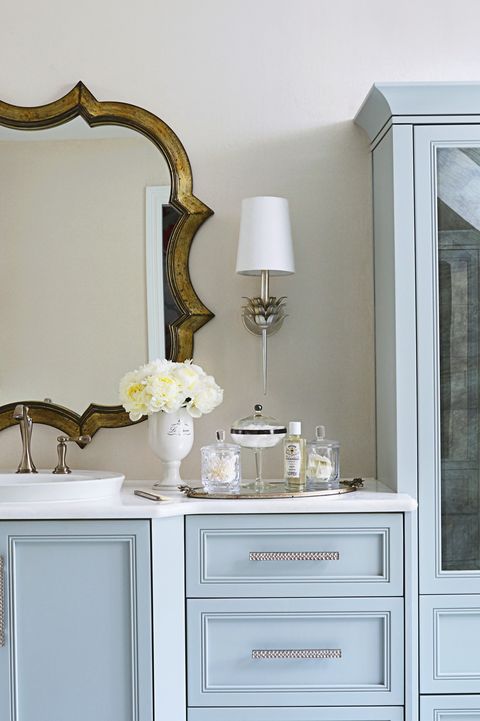 blue bathroom cabinetry