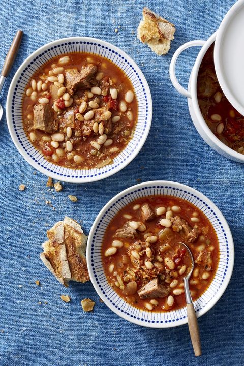 white bean cassoulet with pork and lentils