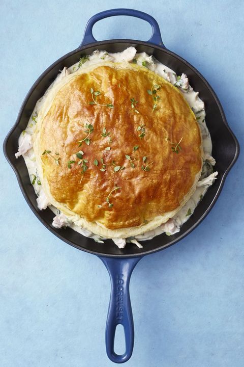 rotisserie chicken recipes   skillet pot pie